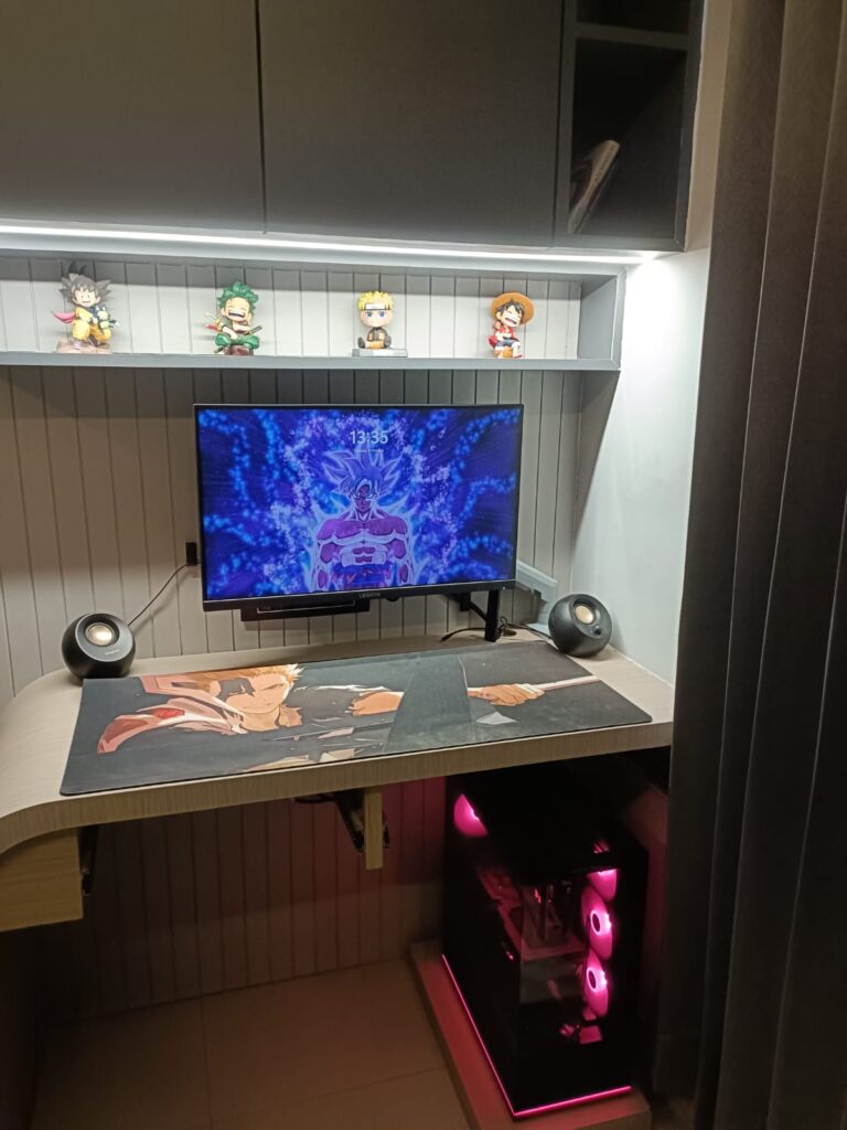 Gaming desk setup with Legion monitor and RGB PC by YOM Computer Ahmedabad
